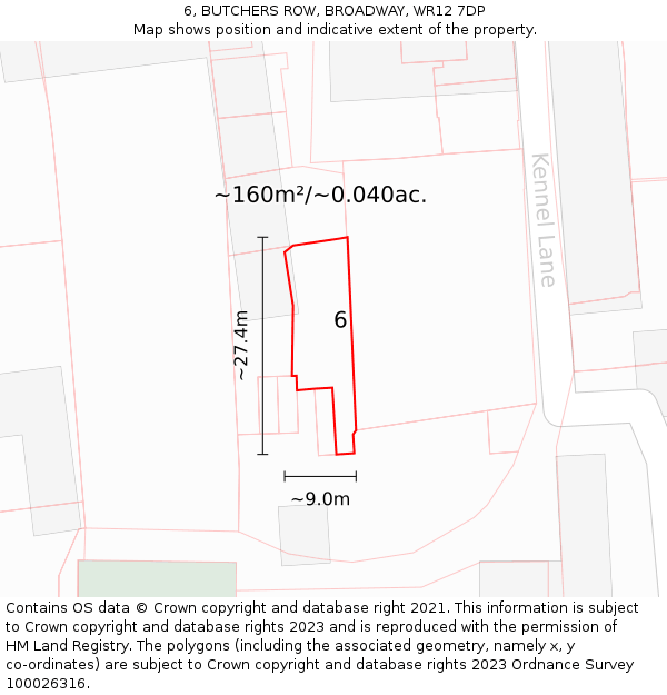 6, BUTCHERS ROW, BROADWAY, WR12 7DP: Plot and title map