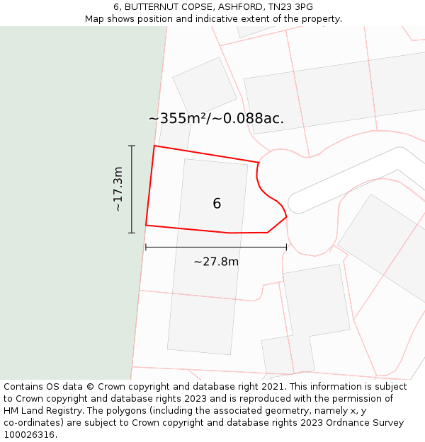6, BUTTERNUT COPSE, ASHFORD, TN23 3PG: Plot and title map