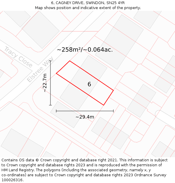 6, CAGNEY DRIVE, SWINDON, SN25 4YR: Plot and title map