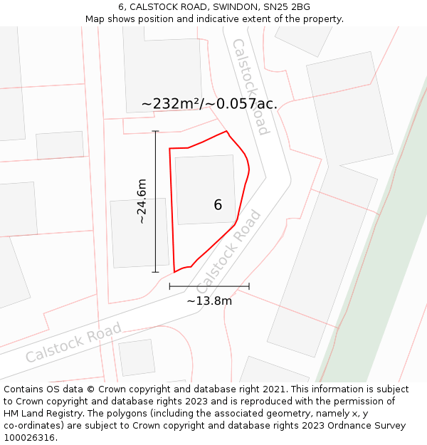 6, CALSTOCK ROAD, SWINDON, SN25 2BG: Plot and title map