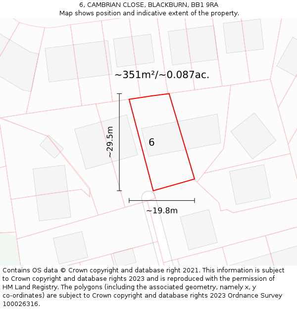 6, CAMBRIAN CLOSE, BLACKBURN, BB1 9RA: Plot and title map