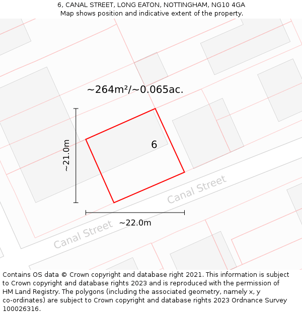 6, CANAL STREET, LONG EATON, NOTTINGHAM, NG10 4GA: Plot and title map