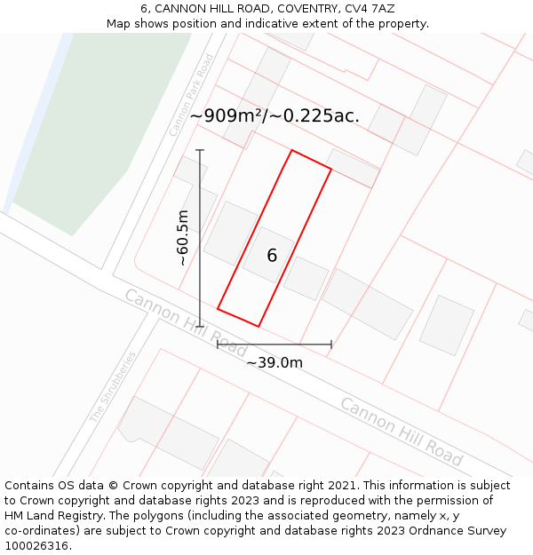 6, CANNON HILL ROAD, COVENTRY, CV4 7AZ: Plot and title map