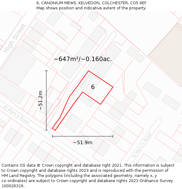 6, CANONIUM MEWS, KELVEDON, COLCHESTER, CO5 9EF: Plot and title map
