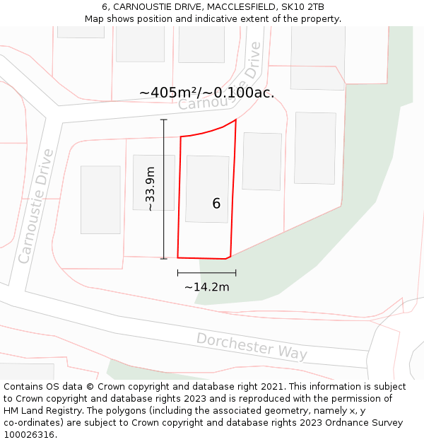 6, CARNOUSTIE DRIVE, MACCLESFIELD, SK10 2TB: Plot and title map