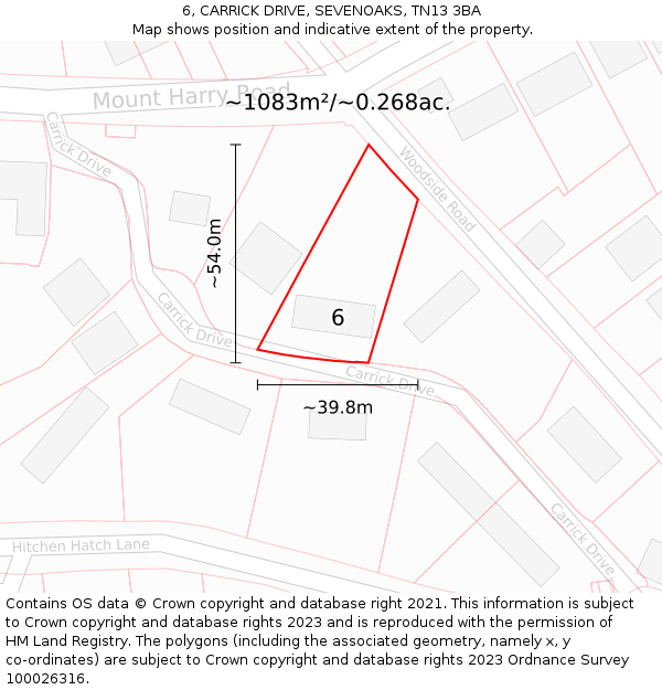6, CARRICK DRIVE, SEVENOAKS, TN13 3BA: Plot and title map