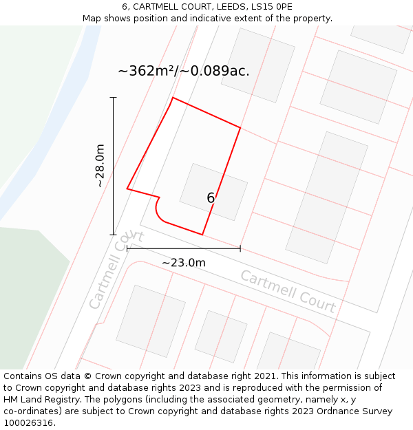 6, CARTMELL COURT, LEEDS, LS15 0PE: Plot and title map