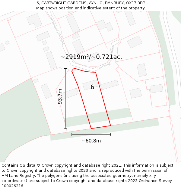 6, CARTWRIGHT GARDENS, AYNHO, BANBURY, OX17 3BB: Plot and title map