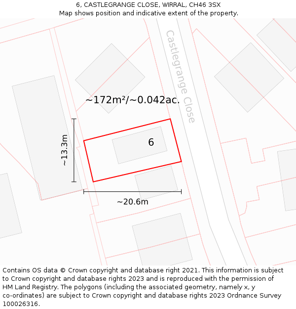 6, CASTLEGRANGE CLOSE, WIRRAL, CH46 3SX: Plot and title map