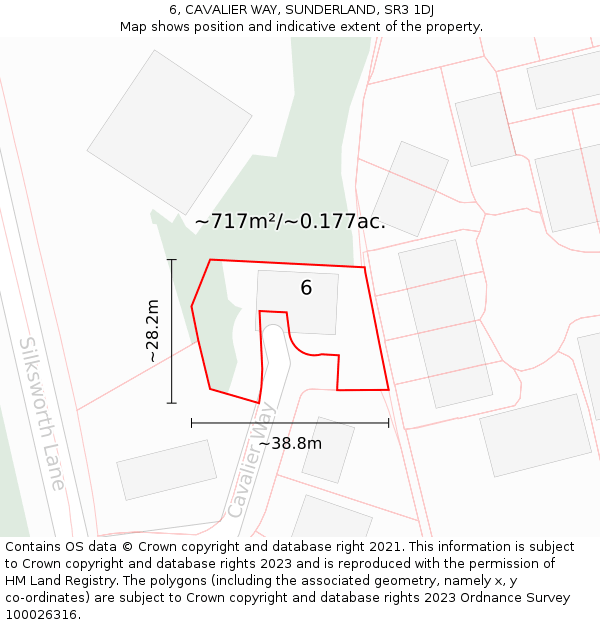 6, CAVALIER WAY, SUNDERLAND, SR3 1DJ: Plot and title map