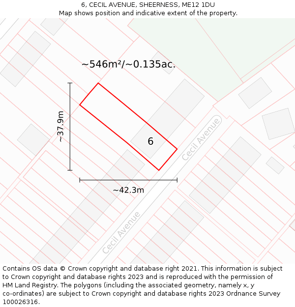 6, CECIL AVENUE, SHEERNESS, ME12 1DU: Plot and title map
