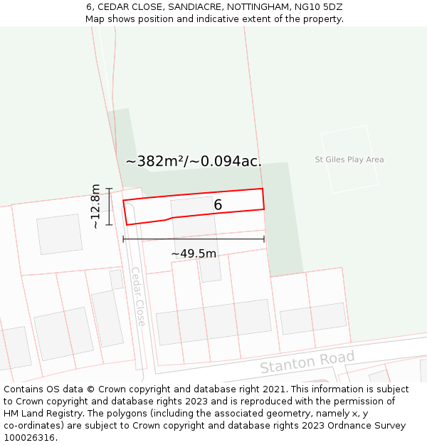 6, CEDAR CLOSE, SANDIACRE, NOTTINGHAM, NG10 5DZ: Plot and title map