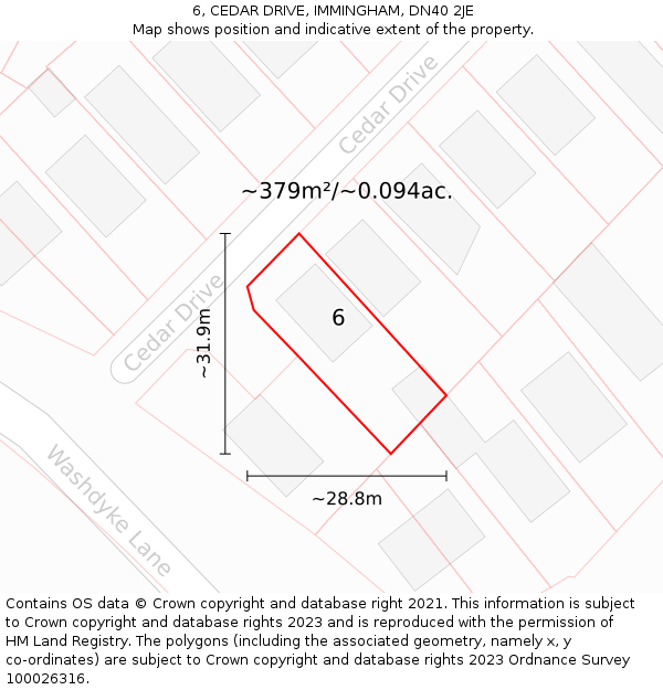 6, CEDAR DRIVE, IMMINGHAM, DN40 2JE: Plot and title map