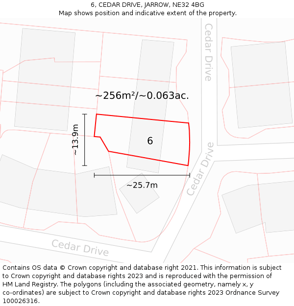 6, CEDAR DRIVE, JARROW, NE32 4BG: Plot and title map