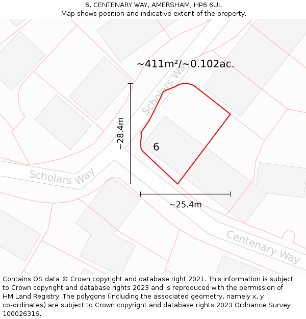 6, CENTENARY WAY, AMERSHAM, HP6 6UL: Plot and title map