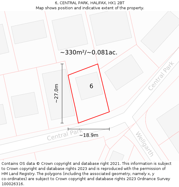 6, CENTRAL PARK, HALIFAX, HX1 2BT: Plot and title map