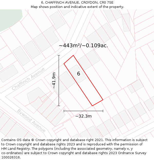 6, CHAFFINCH AVENUE, CROYDON, CR0 7SE: Plot and title map