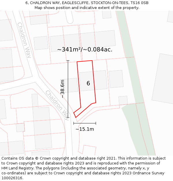 6, CHALDRON WAY, EAGLESCLIFFE, STOCKTON-ON-TEES, TS16 0SB: Plot and title map