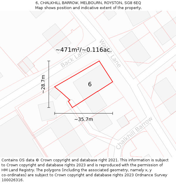 6, CHALKHILL BARROW, MELBOURN, ROYSTON, SG8 6EQ: Plot and title map