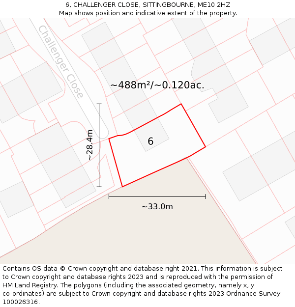 6, CHALLENGER CLOSE, SITTINGBOURNE, ME10 2HZ: Plot and title map