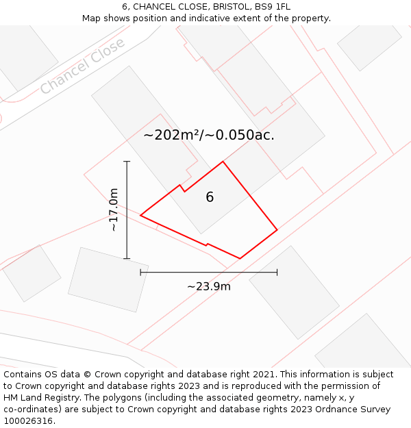 6, CHANCEL CLOSE, BRISTOL, BS9 1FL: Plot and title map