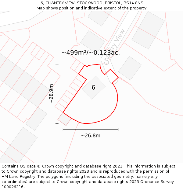 6, CHANTRY VIEW, STOCKWOOD, BRISTOL, BS14 8NS: Plot and title map