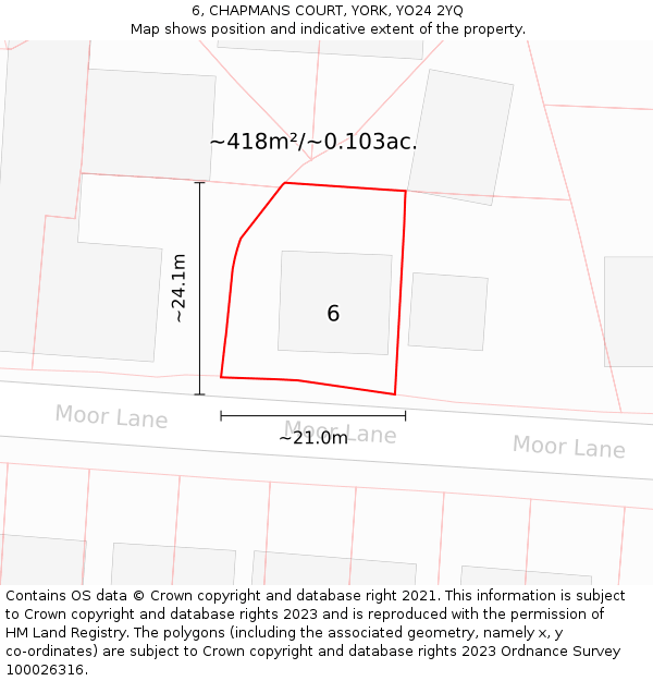 6, CHAPMANS COURT, YORK, YO24 2YQ: Plot and title map