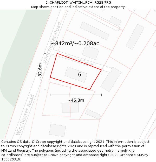 6, CHARLCOT, WHITCHURCH, RG28 7RG: Plot and title map