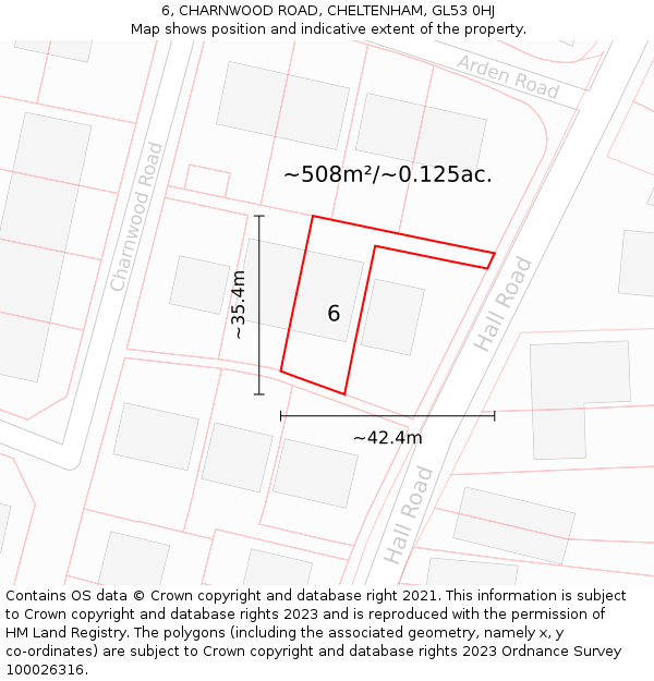 6, CHARNWOOD ROAD, CHELTENHAM, GL53 0HJ: Plot and title map