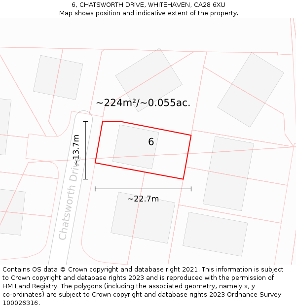 6, CHATSWORTH DRIVE, WHITEHAVEN, CA28 6XU: Plot and title map