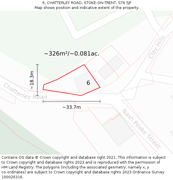 6, CHATTERLEY ROAD, STOKE-ON-TRENT, ST6 5JF: Plot and title map