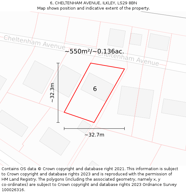 6, CHELTENHAM AVENUE, ILKLEY, LS29 8BN: Plot and title map