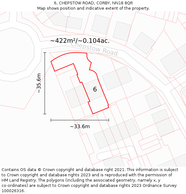 6, CHEPSTOW ROAD, CORBY, NN18 8QR: Plot and title map