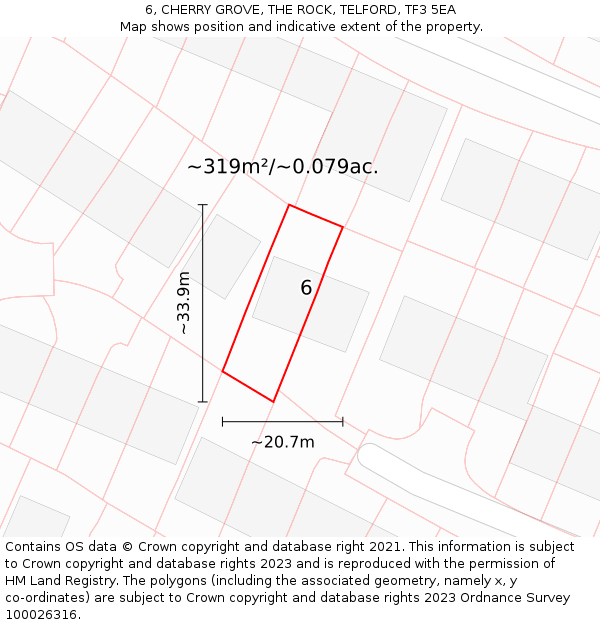 6, CHERRY GROVE, THE ROCK, TELFORD, TF3 5EA: Plot and title map