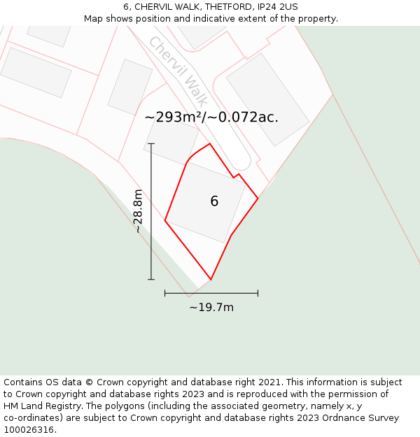 6, CHERVIL WALK, THETFORD, IP24 2US: Plot and title map