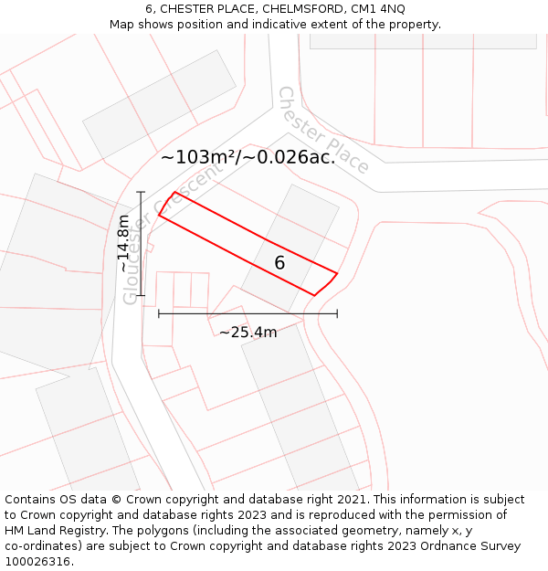 6, CHESTER PLACE, CHELMSFORD, CM1 4NQ: Plot and title map