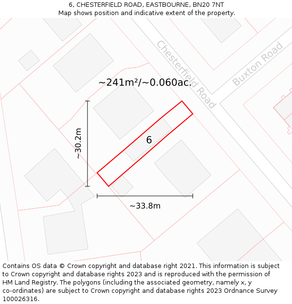 6, CHESTERFIELD ROAD, EASTBOURNE, BN20 7NT: Plot and title map