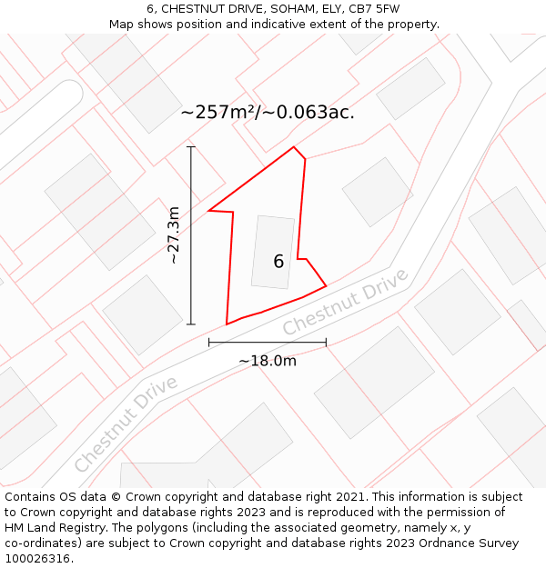 6, CHESTNUT DRIVE, SOHAM, ELY, CB7 5FW: Plot and title map