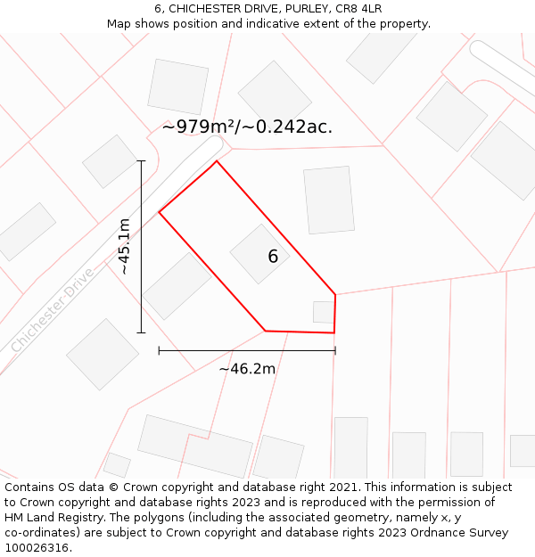6, CHICHESTER DRIVE, PURLEY, CR8 4LR: Plot and title map