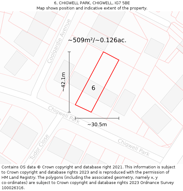 6, CHIGWELL PARK, CHIGWELL, IG7 5BE: Plot and title map