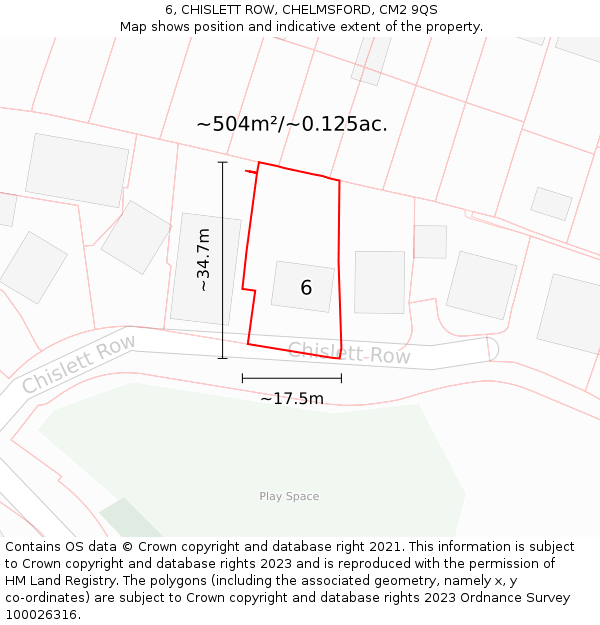 6, CHISLETT ROW, CHELMSFORD, CM2 9QS: Plot and title map