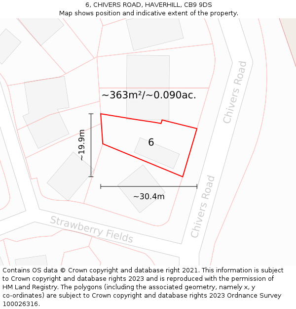 6, CHIVERS ROAD, HAVERHILL, CB9 9DS: Plot and title map