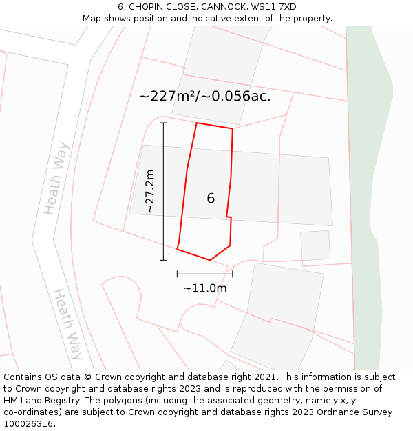 6, CHOPIN CLOSE, CANNOCK, WS11 7XD: Plot and title map