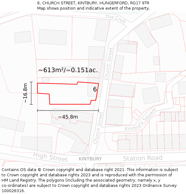 6, CHURCH STREET, KINTBURY, HUNGERFORD, RG17 9TR: Plot and title map