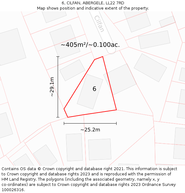 6, CILFAN, ABERGELE, LL22 7RD: Plot and title map