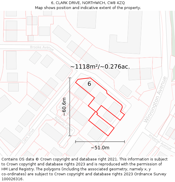 6, CLARK DRIVE, NORTHWICH, CW8 4ZQ: Plot and title map