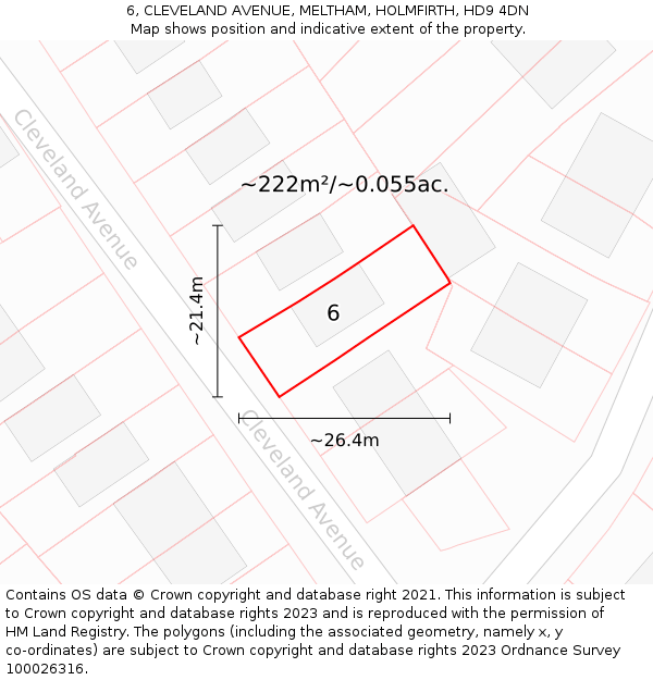 6, CLEVELAND AVENUE, MELTHAM, HOLMFIRTH, HD9 4DN: Plot and title map