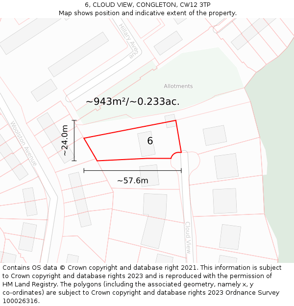 6, CLOUD VIEW, CONGLETON, CW12 3TP: Plot and title map