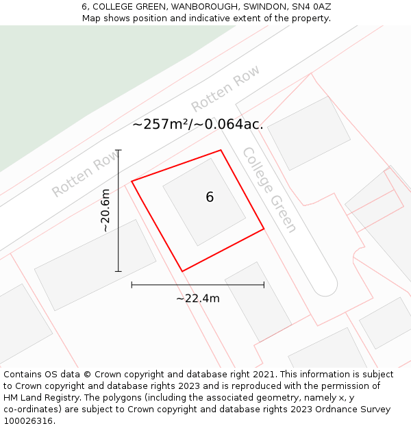 6, COLLEGE GREEN, WANBOROUGH, SWINDON, SN4 0AZ: Plot and title map