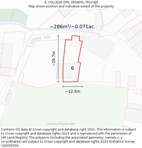 6, COLLEGE OPE, PENRYN, TR10 8JS: Plot and title map